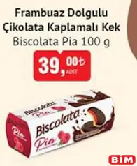 BİSCOLATA PİA FRAMBUAZ DOLGULU ÇİKOLATA KAPLAMALI KEK 100 G